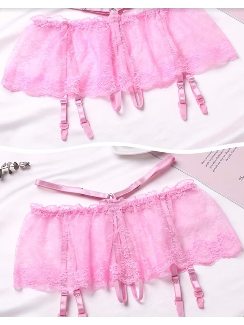 Pink Lace Garter Belt Thong*Adjustable Straps*Halloween*Cosplay*Sissy*Femboy*NWT